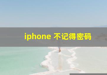 iphone 不记得密码